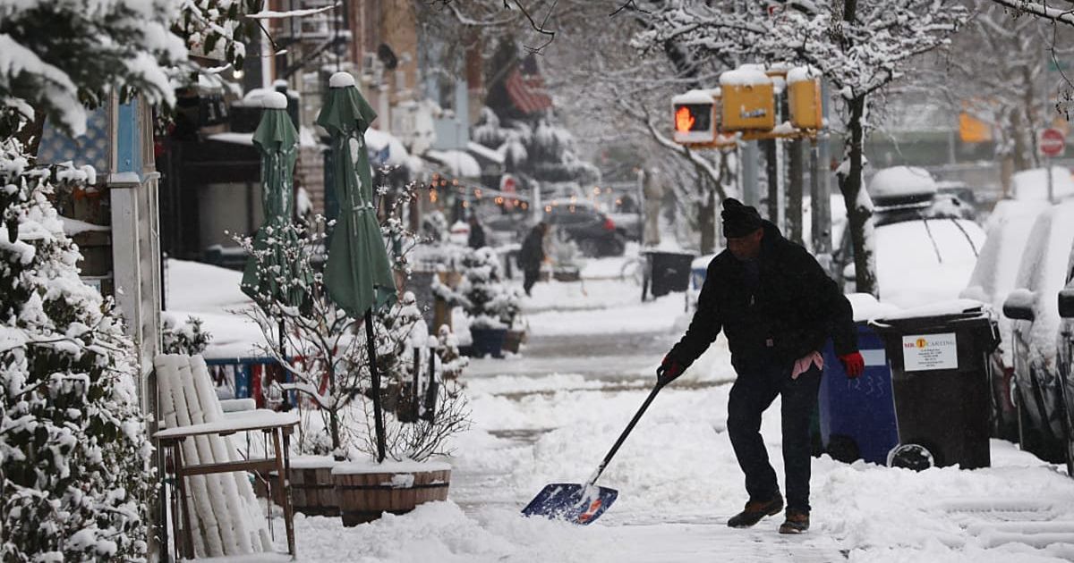 Recent snowfall in NYC gave rise to the impressive Snow King sculpture in Brooklyn (Getty Images)