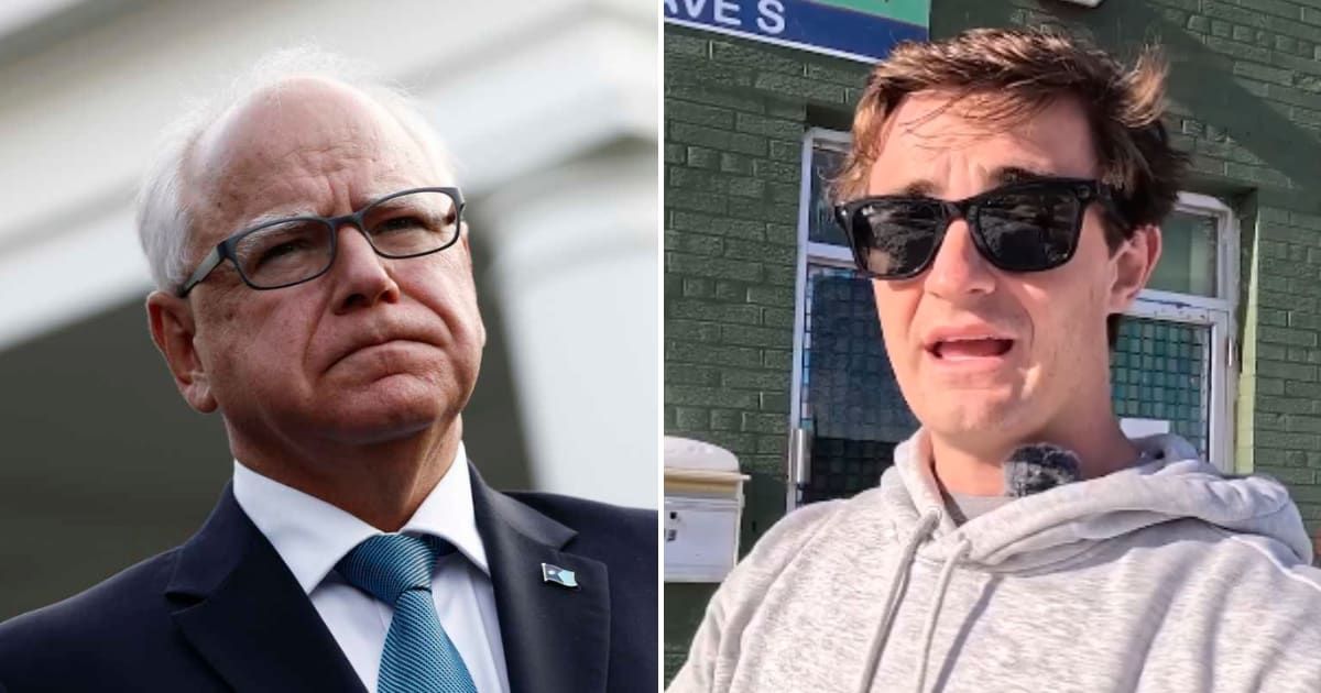 Tim Walz's office pushed back on Minnesota fraud allegations following Nick Shirely's viral clip (Getty Images, @nickshirleyy/X)