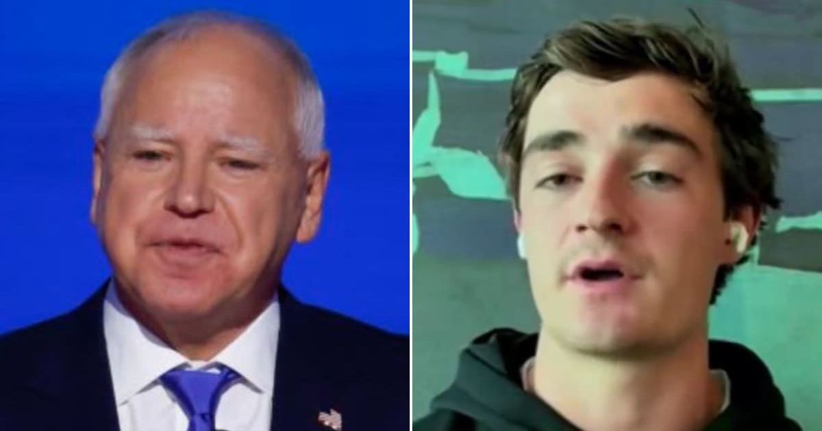 Nick Shirley criticized Minnesota Governor Tim Walz over alleged fraud in the state (Getty Images, @CollinRugg/X)