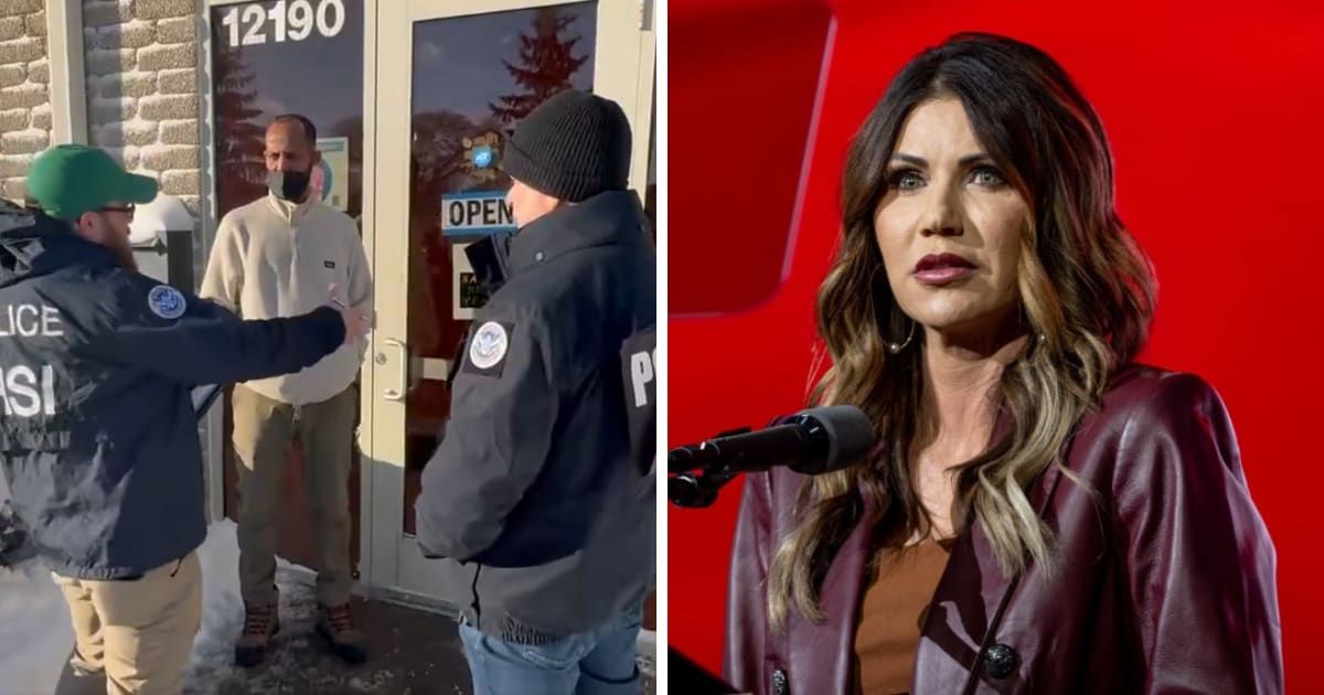 Noem shared the announcement on social media with video showing DHS agents in action (Screengrab/@Sec_Noem/X, Getty Images)