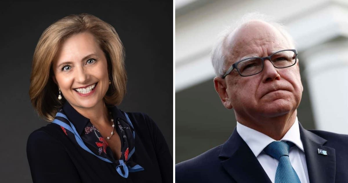 Kristin Robbins accused Tim Walz of ‘turning a blind eye’ to the alleged daycare fraud (Kristin Robbins/Facebook, Getty Images)