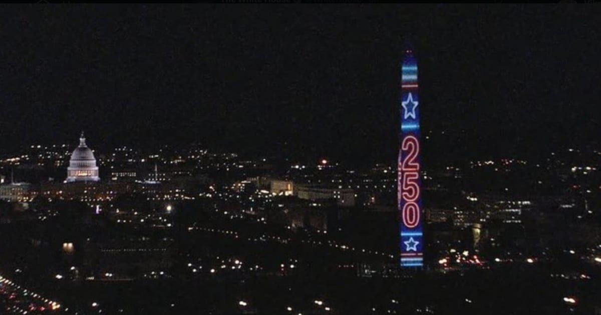 The Washington Monument will be illuminated with historical projections as the US begins its 250th anniversary year (@whitehouse/X)