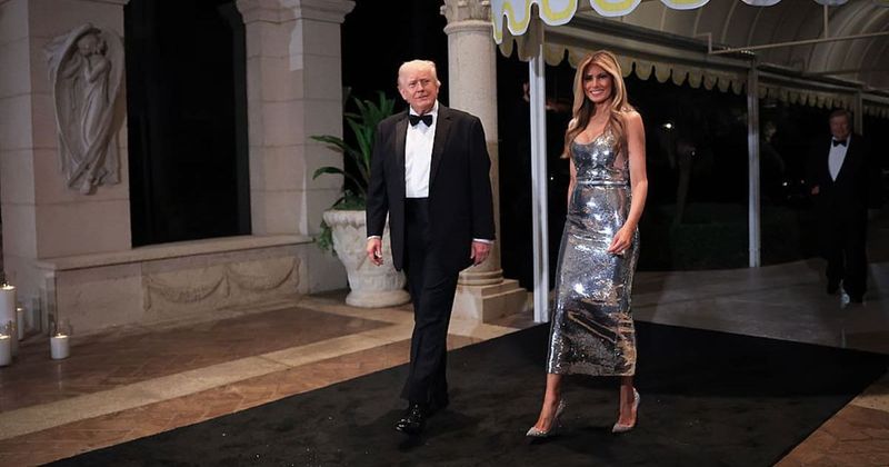 Melania Trump stuns in silver bodycon dress at Mar-a-Lago New Year party