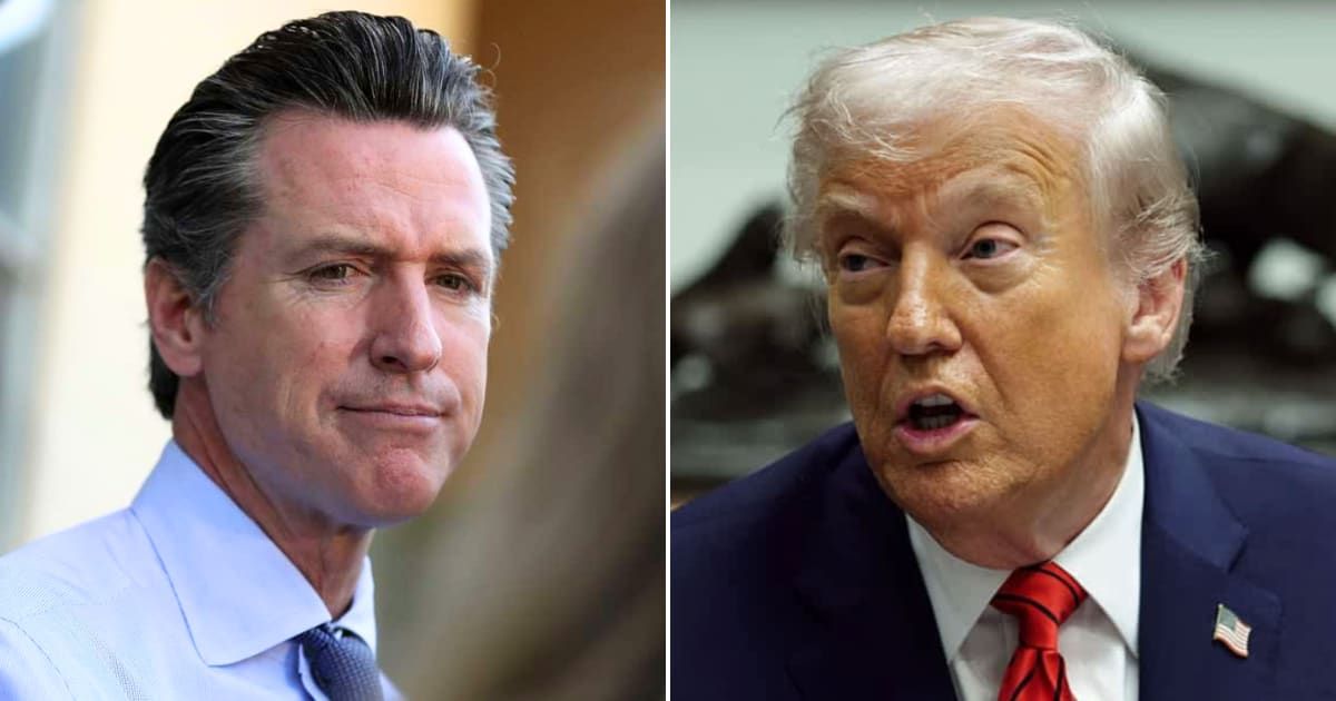 Gavin Newsom lashed out at Donald Trump on New Year's Eve after the president dubbed him 'crooked' (Getty Images)
