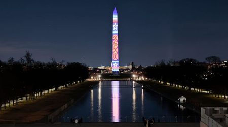 Washington DC skies light up as Trump commissions patriotic 2026 projections