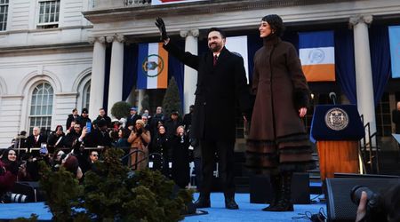 Zohran Mamdani’s wife Rama Duwaji rocks high-collared brown coat and lace boots at inauguration