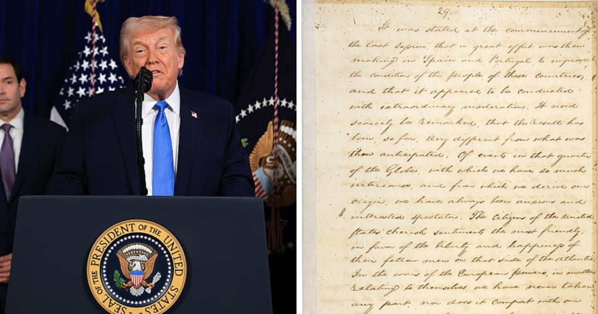 President Donald Trump claimed that the US had forgotten its duty in the Americas, arguing past leaders let the Monroe Doctrine fade, but he promised renewed enforcement across the Western Hemisphere (Getty Images/archives.gov)