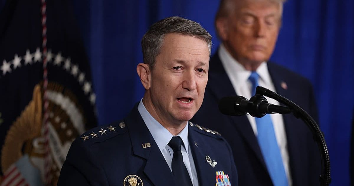 Chairman of the Joint Chiefs of Staff Dan Caine speaks during a press conference with US President Donald Trump at the Mar-a-Lago club on Saturday, January 03, 2026, in Palm Beach, Florida (Getty Images)