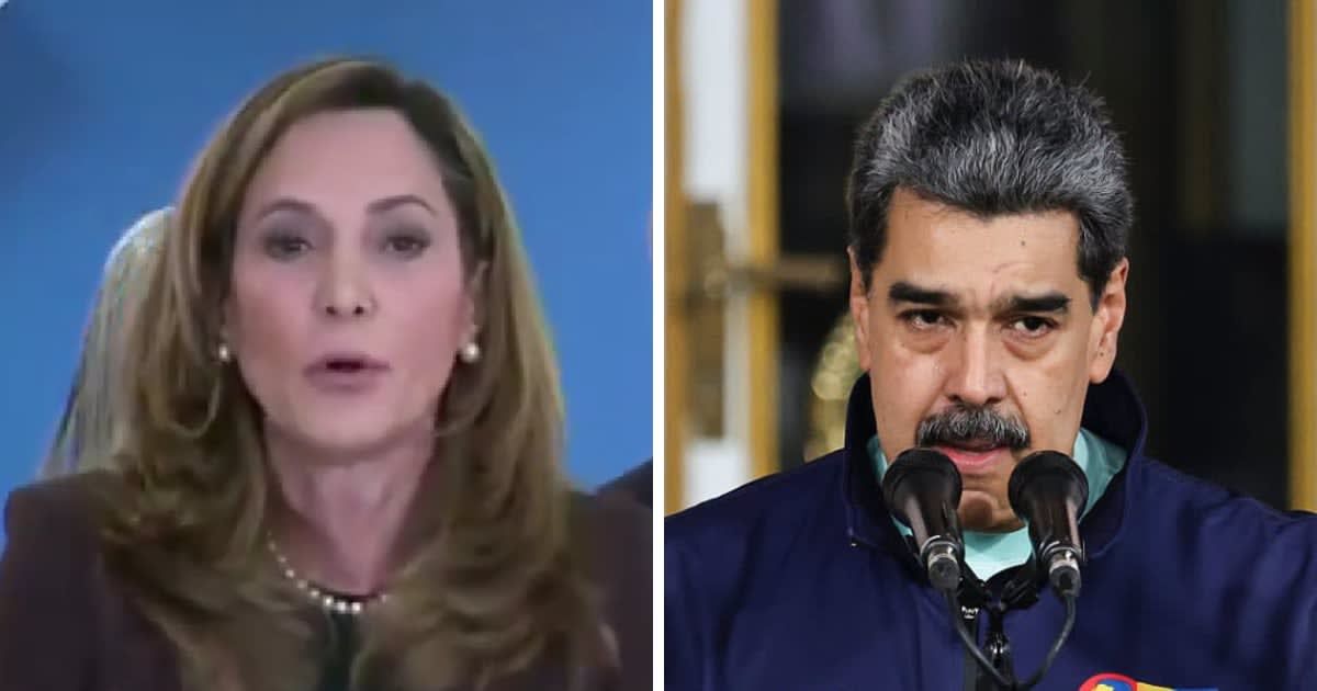 Maria Elvira Salazar spoke at a press conference praising the Trump administration’s operation against Nicolas Maduro (Screengrab/@RapidResponse47/X, Getty Images)