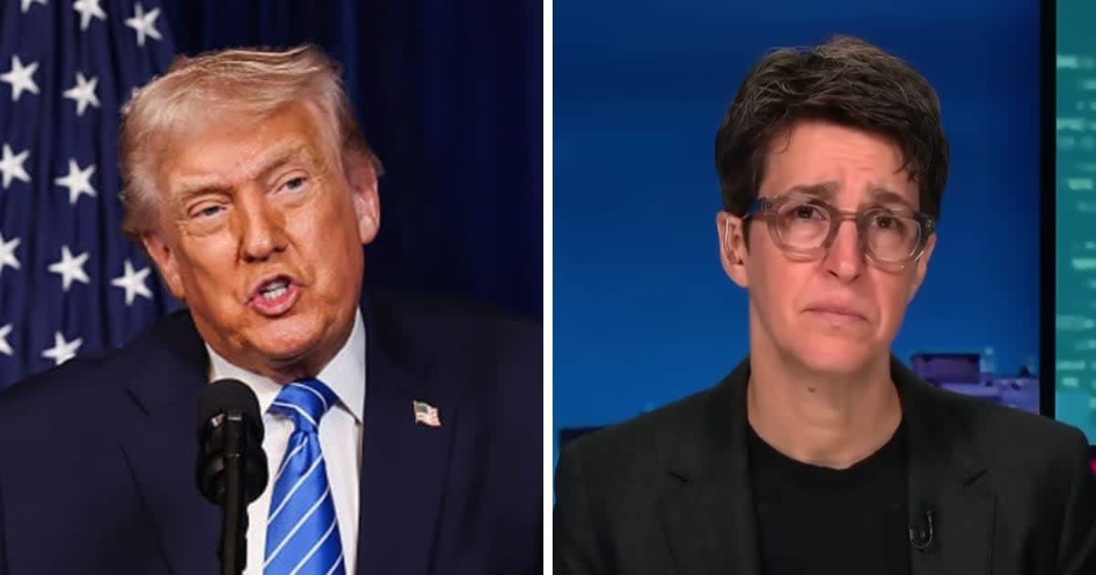 Rachel Maddow questioned Donald Trump’s logic, citing contradictions on d**gs, elections and US actions while asking why Americans were never told the real reason (Screengrab/MS NOW/ Youtube, Getty Images)