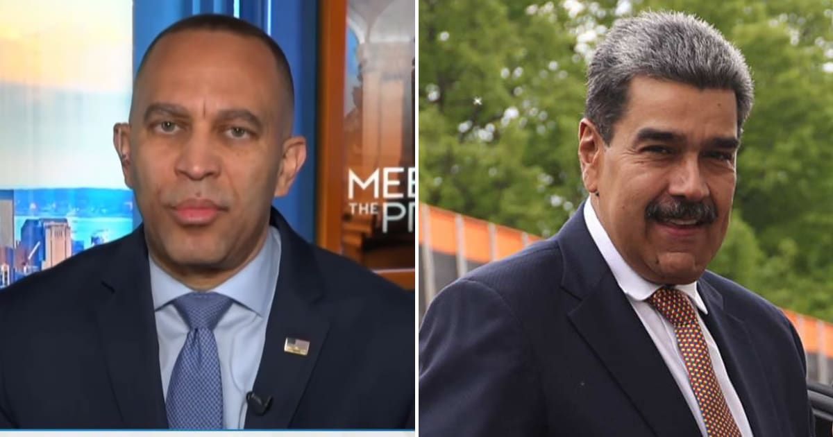 Hakeem Jeffries urged safeguards to prevent future strikes without Congressional approval, citing constitutional limits (NBC News/YouTube, Getty Images)