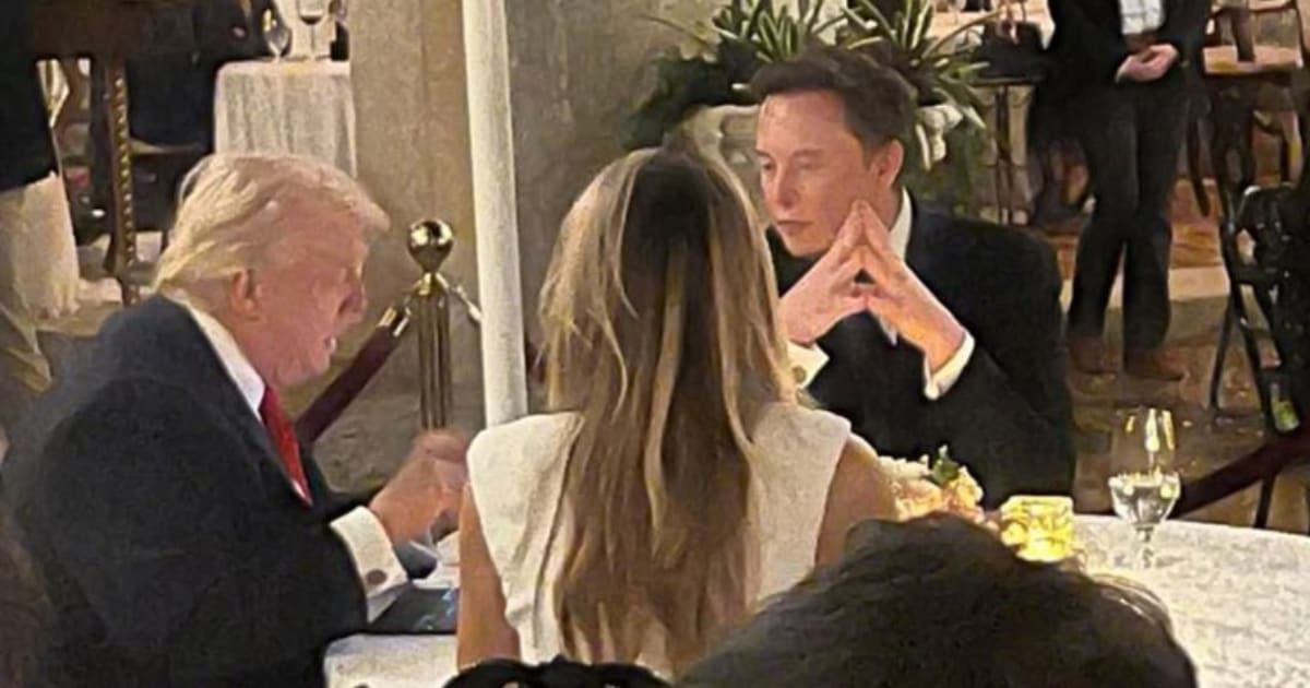 Elon Musk was pictured dining with Donald Trump and Melania Trump at Mar-a-Lago after sharing the image on X (@elonmusk/X)