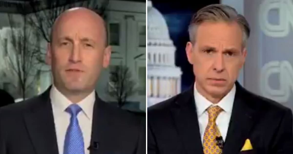 Stephen Miller went nuclear on Jake Tapper while talking about the US invasion of Venezuela (Screengrab/CNN)