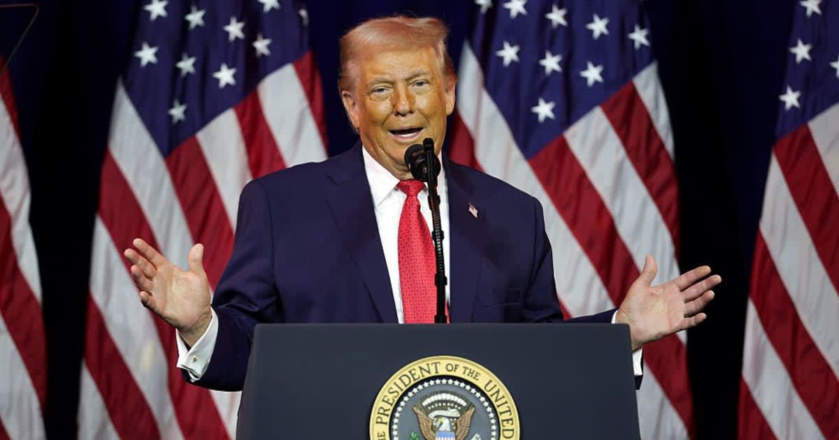 President Donald Trump addressed House Republicans in Washington, DC, where he joked that the media had believed he was 'dead' after he went 32 days without speaking to reporters (Getty Images)