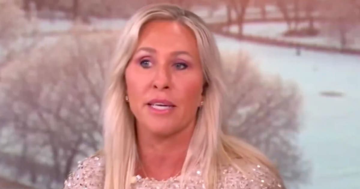 Marjorie Taylor Greene said she is focused on an America First agenda, blamed both parties for debt, and criticized Democratic border policies over public safety (@TheView/YouTube)