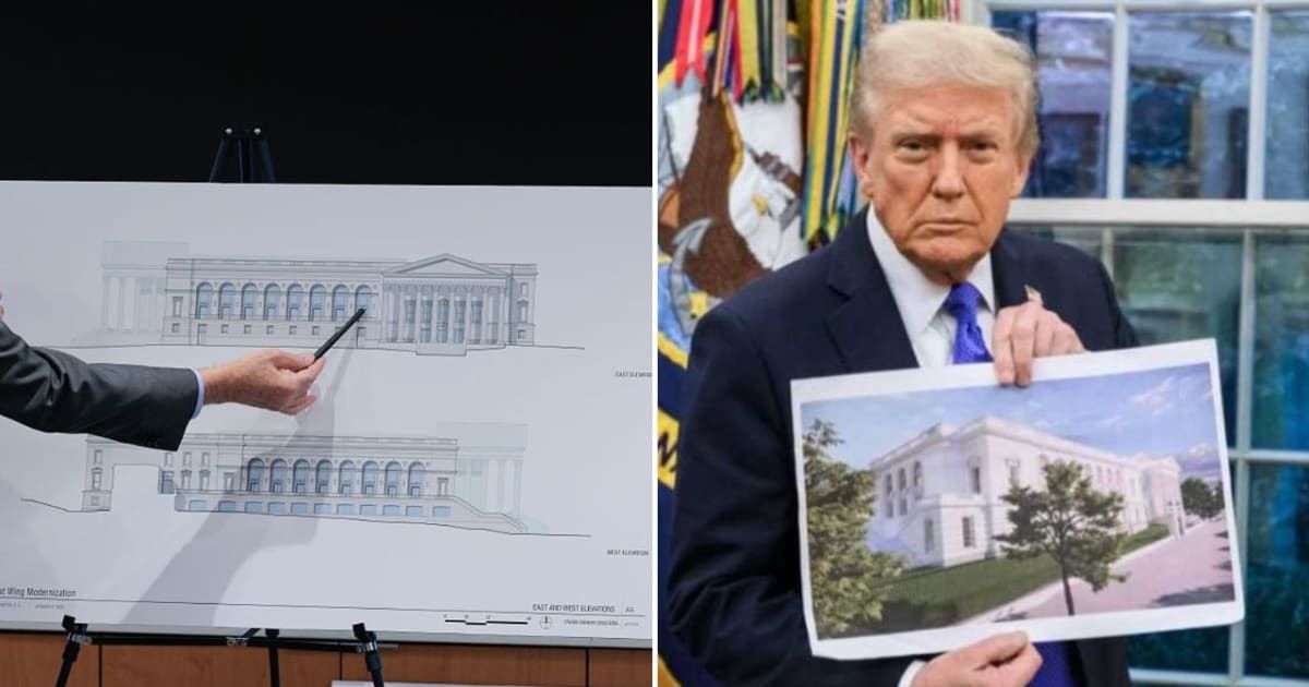President Donald Trump had moved forward with plans for a $400M ballroom at the White House, designed to rise to the same height as the historic main building (Chip Somodevilla/Getty Images, @WhiteHouse/X)