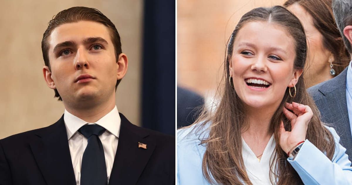 A viral post suggests that Barron Trump is being pushed into an arranged marriage scheme with the Princess of Denmark to secure Greenland (Getty Images)