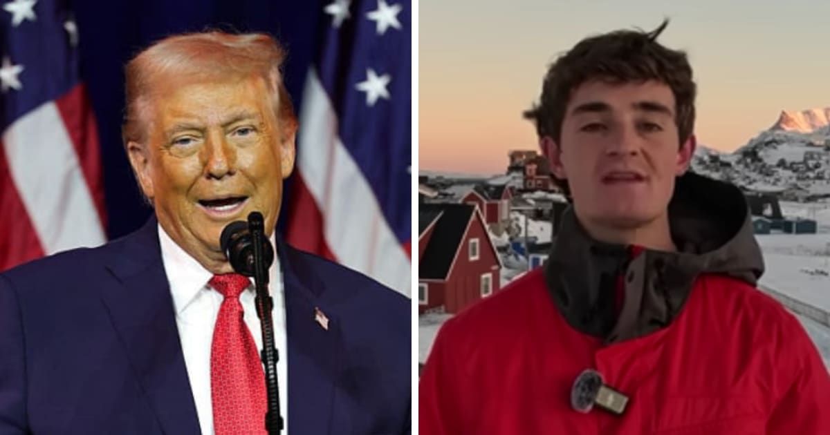 Nick Shirley’s resurfaced video circulated online as Donald Trump renewed claims about US control of Greenland (Screengrab/Nick Shirley/YouTube, Getty Images)