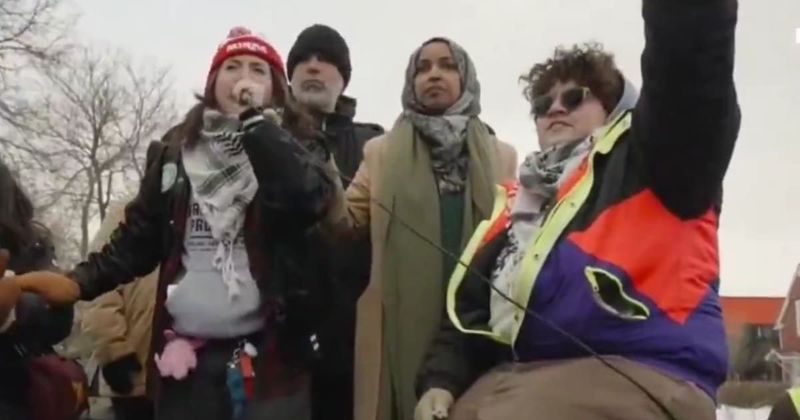Ilhan Omar appears uncomfortable as woman slams Jacob Frey and Tim Walz at Minneapolis protest