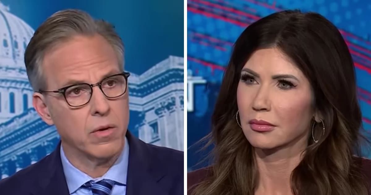 Kristi Noem defended the ICE agent’s actions during a heated exchange with Jake Tapper on CNN (Screengrab/CNN/YouTube)