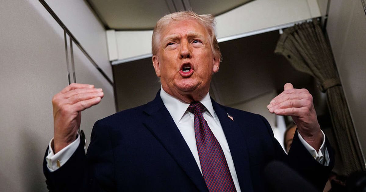 Donald Trump signaled he may block ExxonMobil from future Venezuela oil deals during a presser aboard Air Force One on Sunday, January 11 (Samuel Corum/Getty Images)