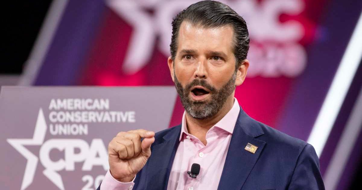 Donald Trump Jr mocked Golden Globes pin-wearing celebrities, blamed Joe Biden’s border policies, and accused stars of ignoring crimes by undocumented immigrants (Getty Images)