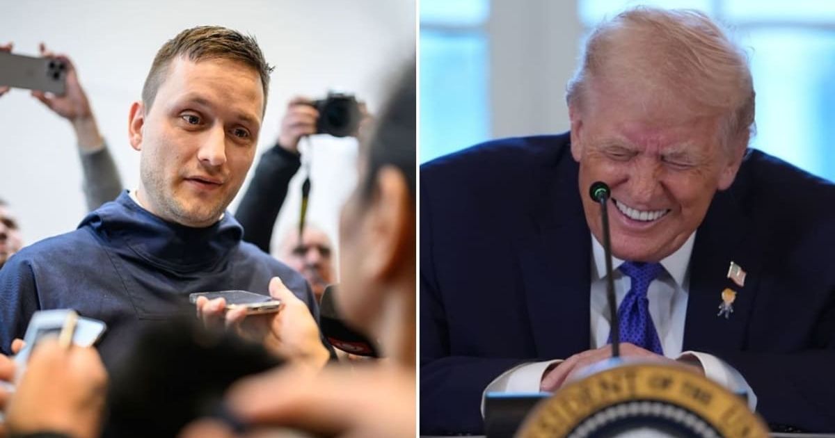 Donald Trump addressed Greenland Premier Jens-Frederik Nielsen’s remarks that Greenland preferred to stay with Denmark during a press exchange (Leon Neal/Getty Images, AP Photo/Evan Vucci)