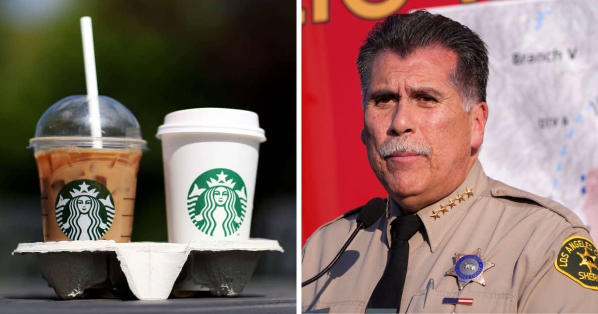 The LA County Sheriff Robert Luna slammed the drawing as inappropriate and raised concerns with Starbucks corporate security division (Getty Images)