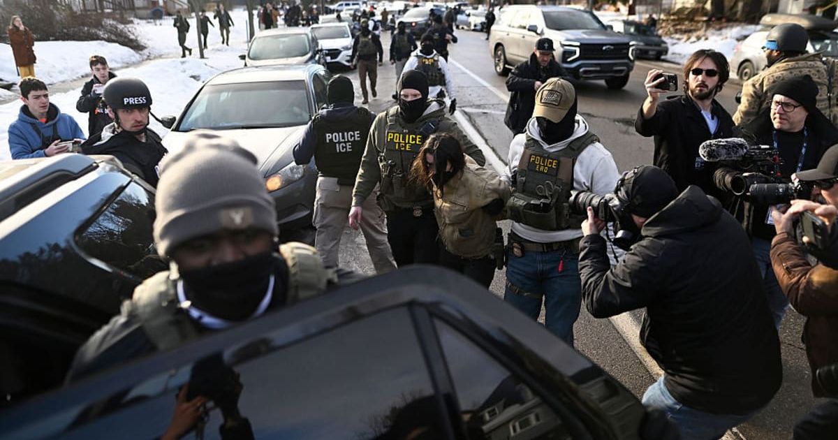 The American Civil Liberties Union lawsuit, filed on Thursday, January 15, was brought on behalf of three US citizens who have accused the ICE agents of violating their constitutional rights (Stephen Maturen/Getty Images)