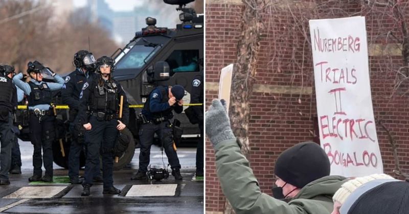 Anti-ICE protesters display ‘Nuremberg Trials II’ sign as clashes grow at Whipple Federal Building