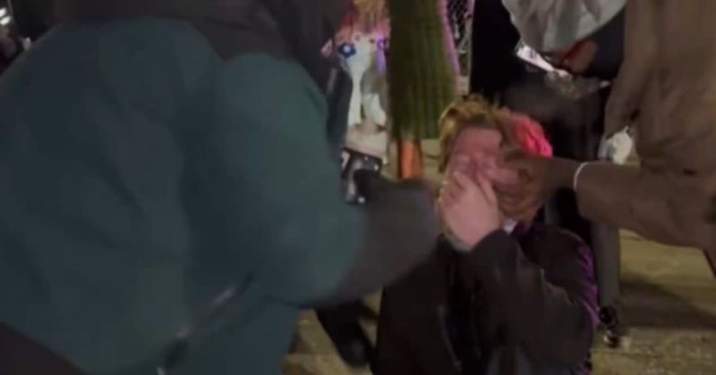 Protester cries after he gets pepper-sprayed at Whipple Federal Building demonstration