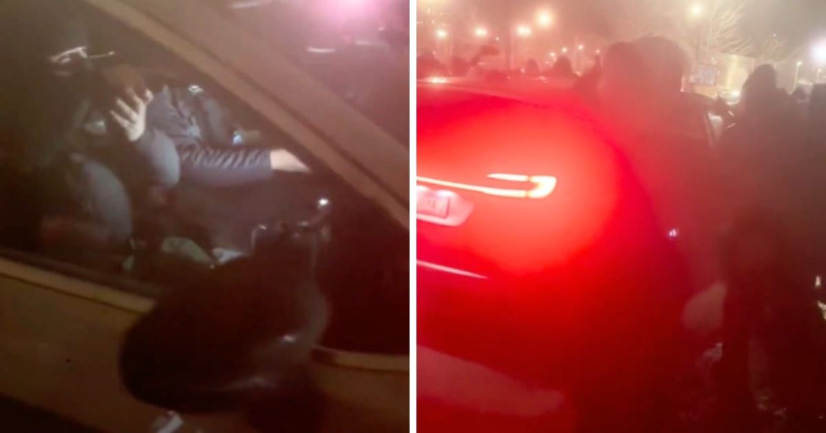 In the viral video, protesters in Minneapolis, Minnesota, are seen gathered around an ICE agents’ vehicle (X/@FoxNews)