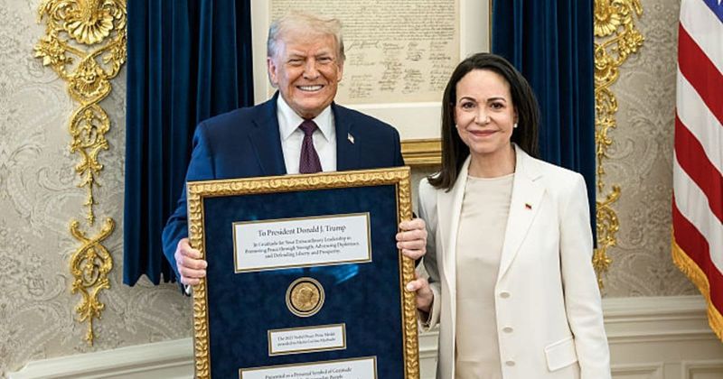 María Corina Machado gifts Trump her Nobel Peace Prize medal, says 'he deserves it'