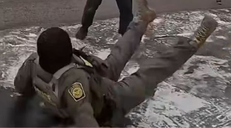 Fact Check: Is post showing ICE agent slipping and falling on ice real?