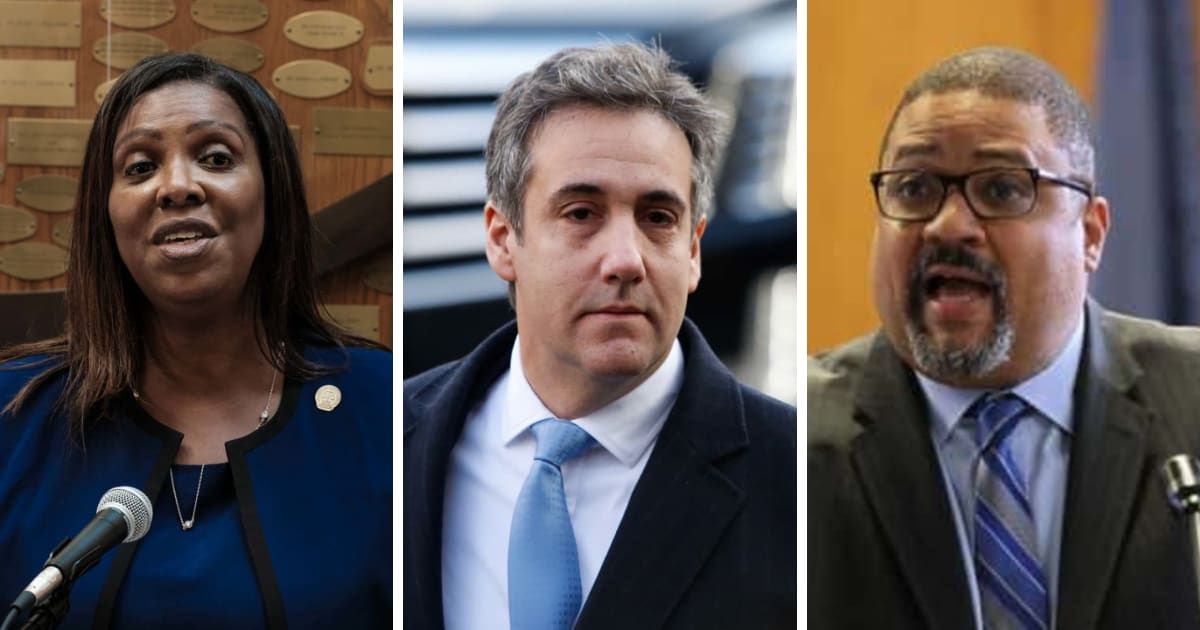 Michael Cohen claimed Letitia James and Alvin Bragg 'coerced' him to provide only information that would satisfy the government’s 'desire to build the cases and secure a judgment' against Donald Trump (Getty Images)