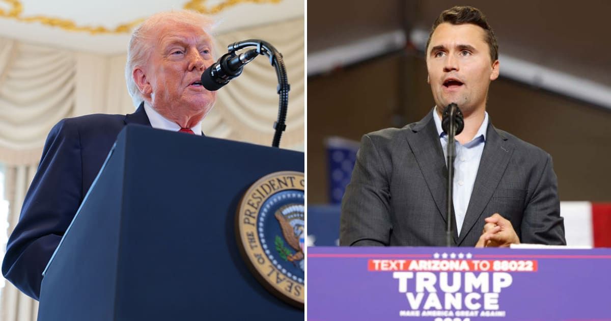 Kansas school sparks outrage for not allowing children to name Donald Trump and Charlie Kirk as their role models (Getty Images)