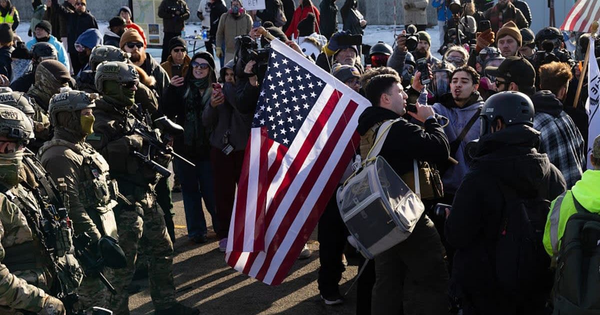 Protesters confronted federal agents outside the Whipple Federal Building in Minneapolis, Minnesota (Getty Images)