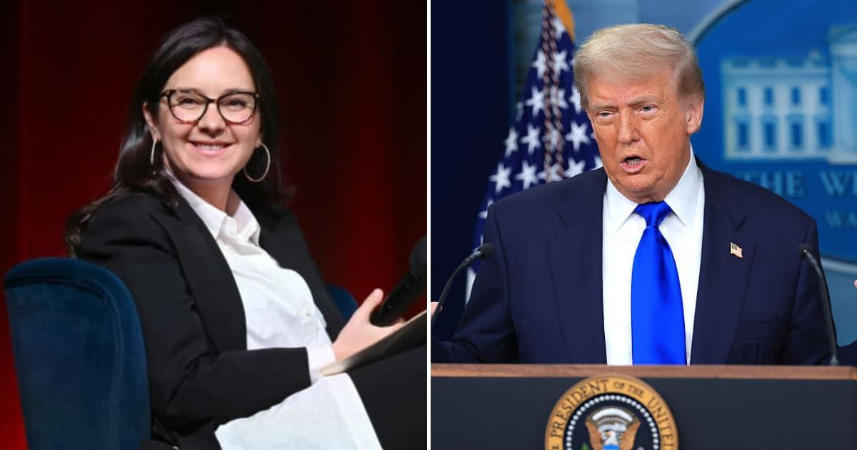 Bari Weiss and Donald Trump reportedly exchanged kisses on the cheeks after the president's '60 Minutes' interview in November 2025 (Getty Images)