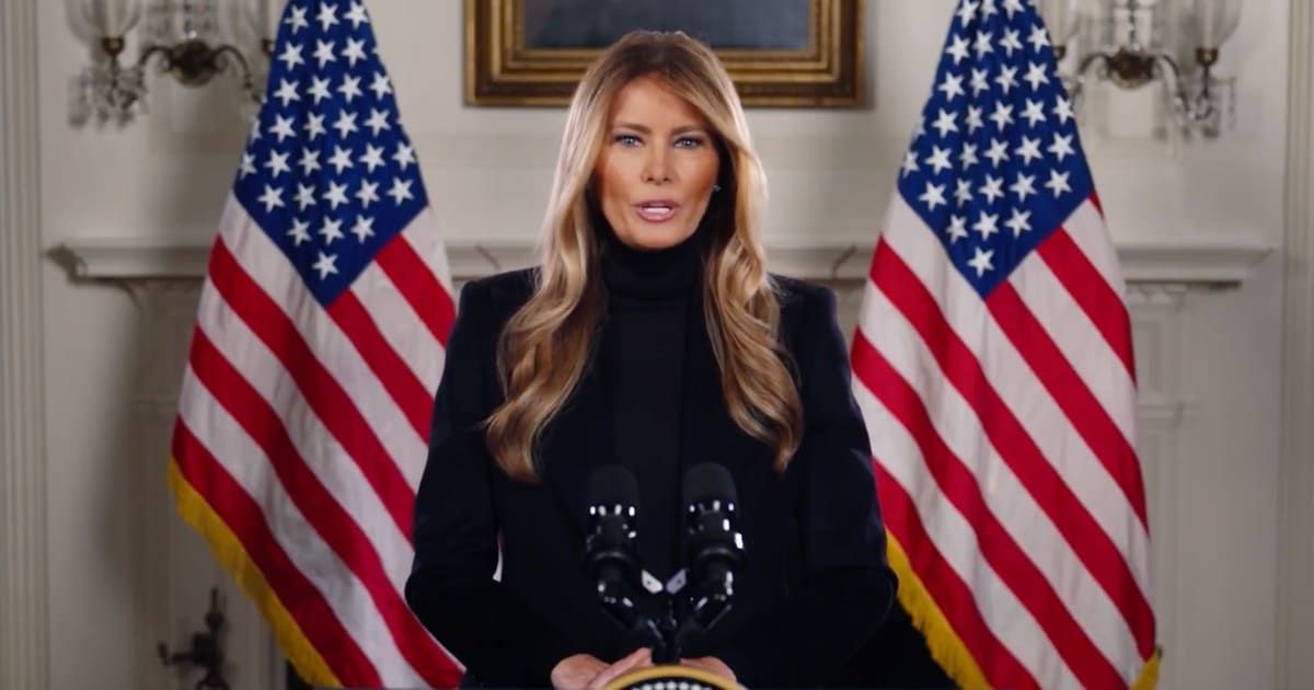 First lady Melania Trump speaks virtually at the ‘AI for Tomorrow’s Leaders’ summit, urging students to use AI responsibly (@FirstLadyOffice/X)