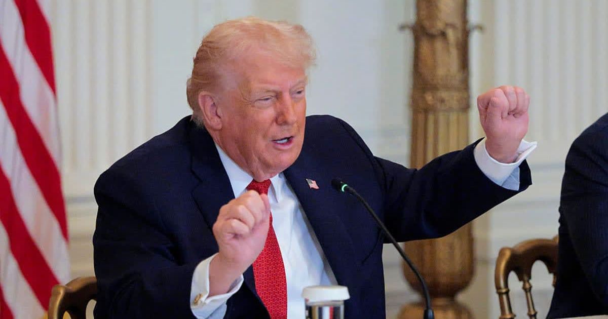 Donald Trump gestures as he speaks during a 'Great, Historic Investment in Rural Health Roundtable' in the East Room of the White House on January 16, 2026, in Washington, DC (Getty Images)