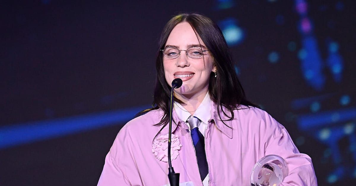 Billie Eilish accepts the Environmental Justice Award onstage during the 2026 King Holiday Observance: 2026 MLK, Jr Beloved Community Awards at Hyatt Regency Atlanta on January 17, 2026, in Atlanta, Georgia (Paras Griffin/Getty Images)
