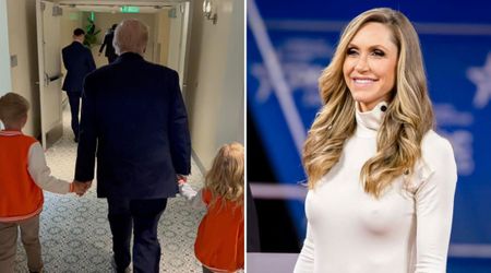Lara Trump shares adorable photo of Trump walking hand-in-hand with grandchildren before CFP game