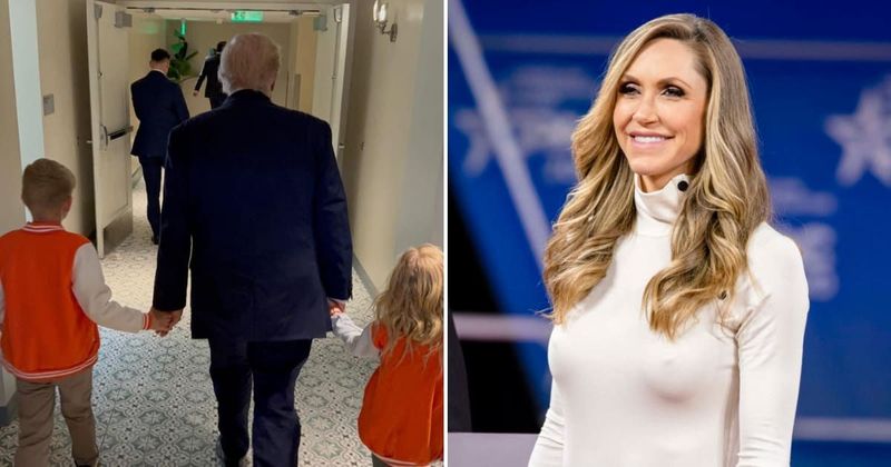 Lara Trump shares adorable photo of Trump walking hand-in-hand with grandchildren before CFP game