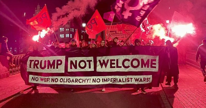 American flags burned, protesters clash with police ahead of Trump’s Davos visit