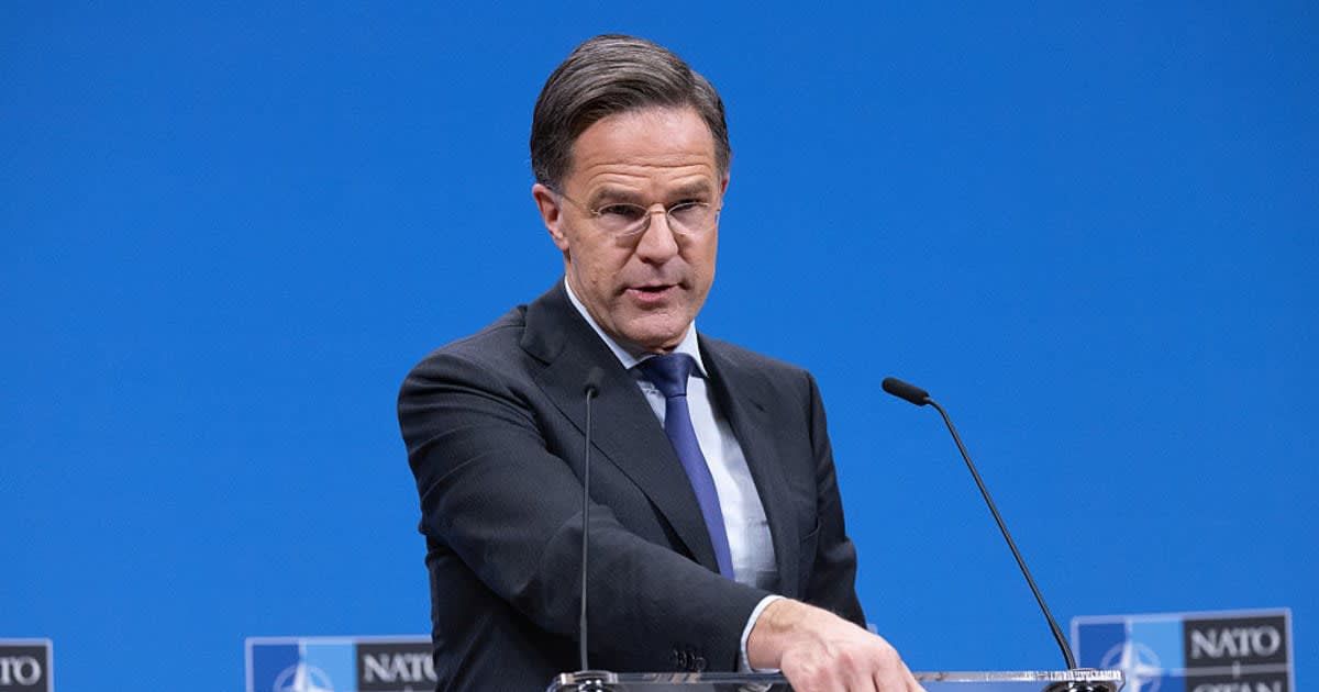 NATO Secretary General Mark Rutte holds his closing press conference after the NATO Foreign Affairs Ministers’ meeting in Brussels on December 3, 2025 (Photo by Omar Havana/Getty Images)