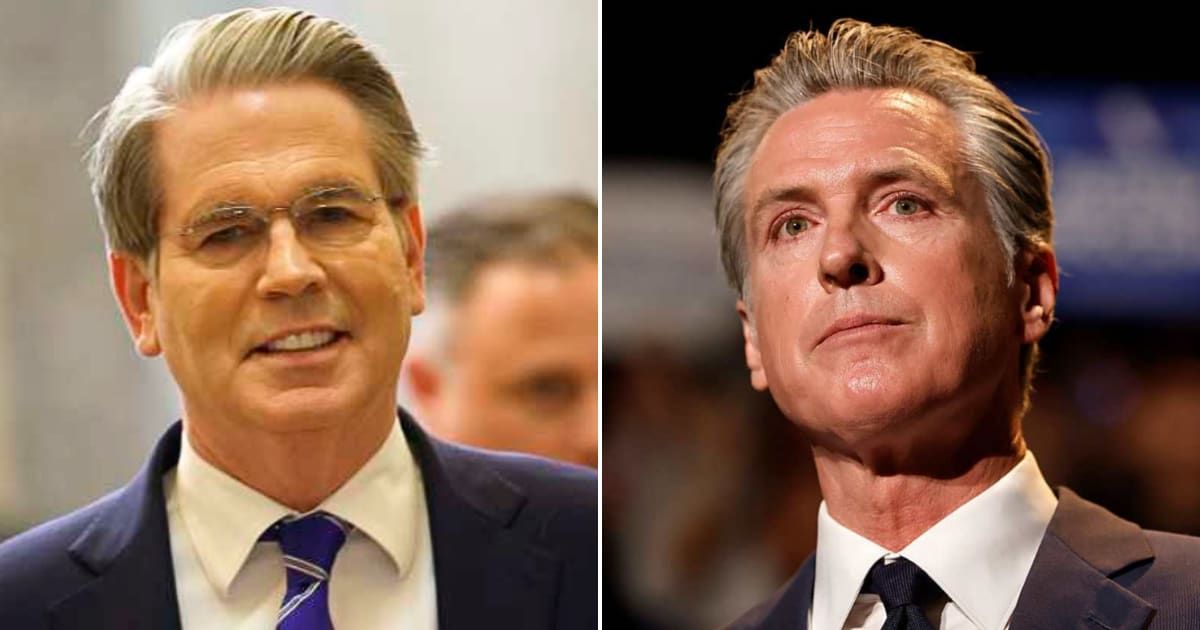 Scott Bessent mocked California Gavin Newsom at the World Economic Forum, comparing him to fictional characters and blasting his economic record (Getty Images)