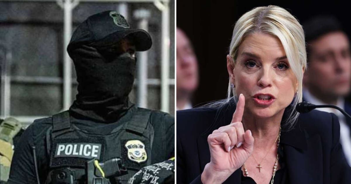 Pam Bondi addressed the risks of revealing ICE agents’ identities during an interview (Getty Images, Win McNamee/Getty Images)