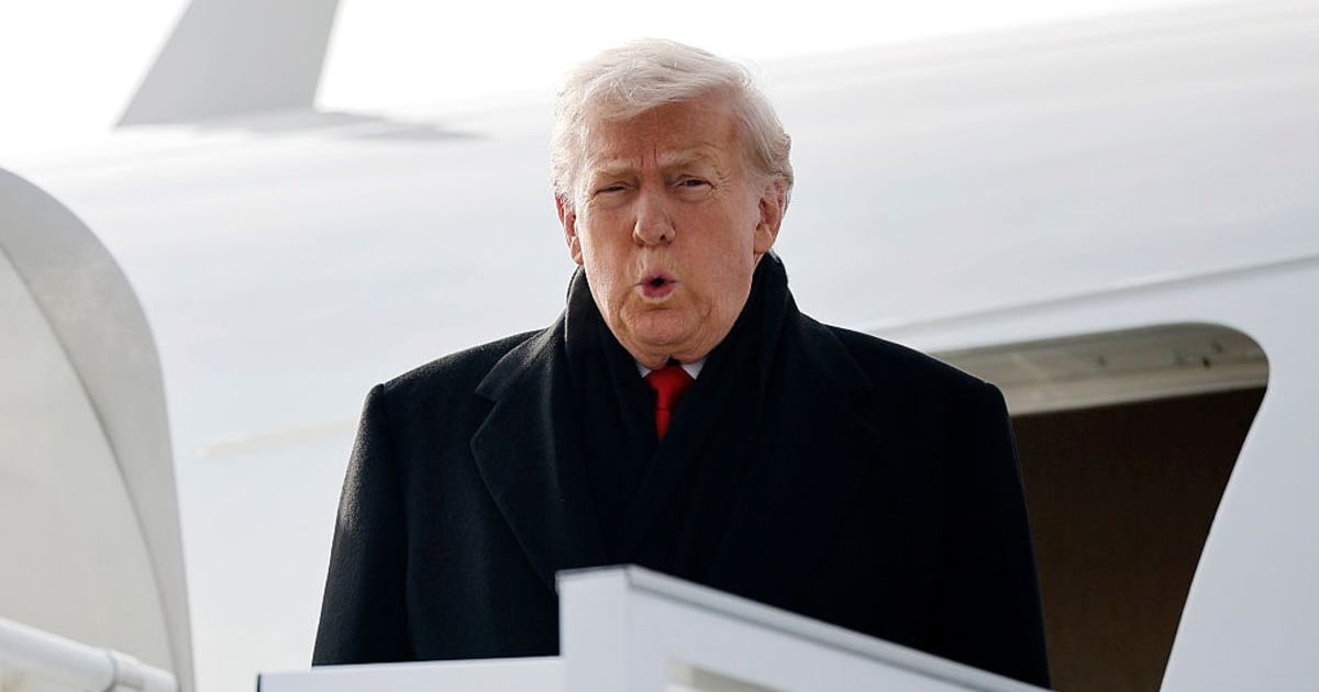 President Donald Trump disembarks Air Force One as he arrives at Zurich Airport before attending the World Economic Forum (WEF) in Davos, on January 21, 2026, in Zurich, Switzerland (Getty Images)