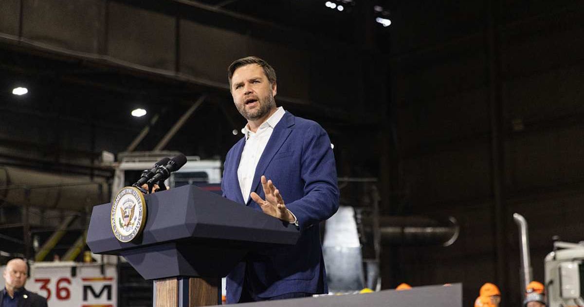 Vice President JD Vance speaks at an industrial shipping facility on January 22 in Toledo, Ohio (Maddie McGarvey-Pool/Getty Images)