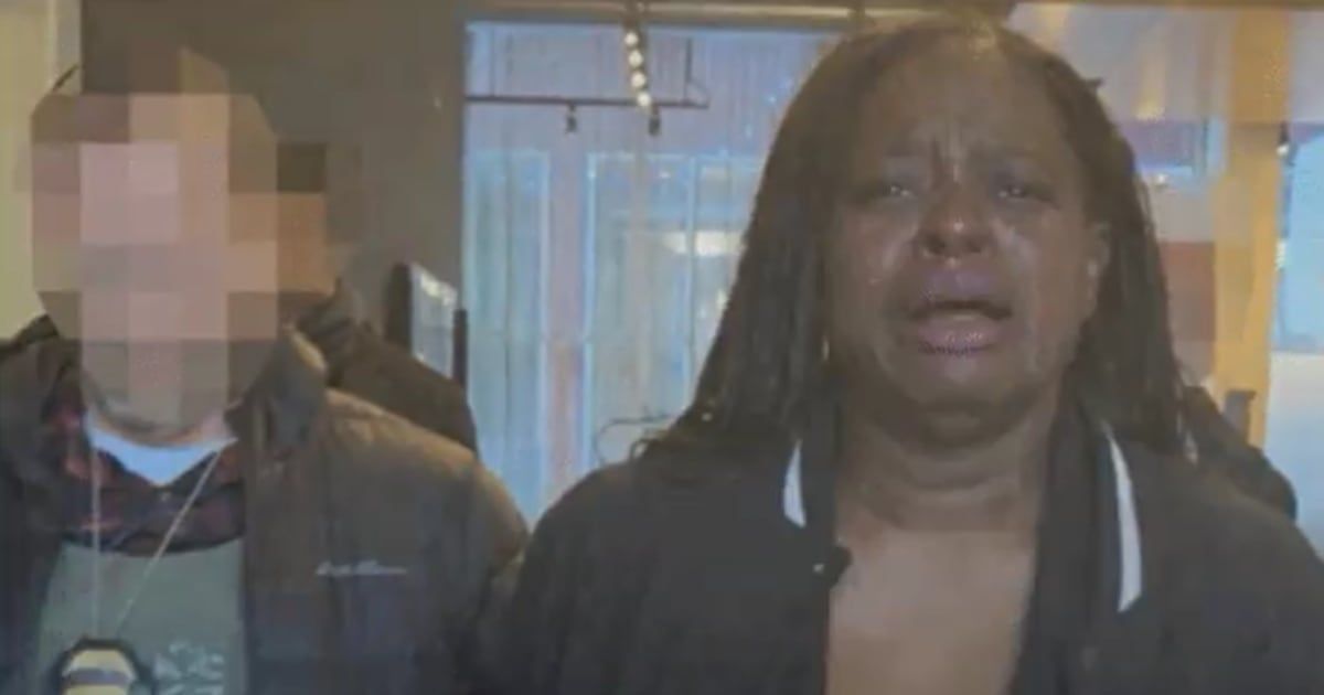 The White House posted an image of a protester, showing her sobbing after being arrested (@WhiteHouse/X)